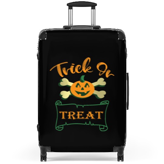 Trick or treat crossbones Halloween pumpkin Suitcases