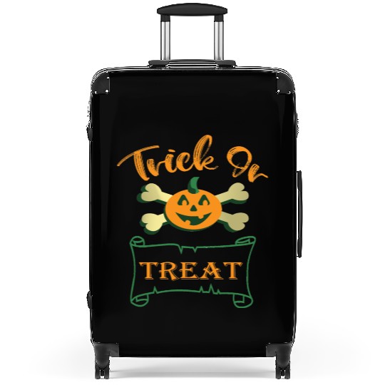 Trick or treat crossbones Halloween pumpkin Suitcases