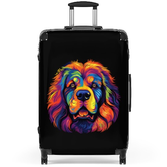 Watercolor Colorful Tibetan Mastiff Suitcases