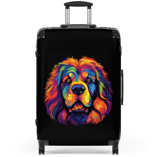 Watercolor Colorful Tibetan Mastiff Suitcases