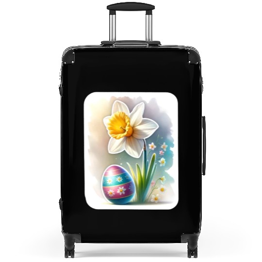 A Beautiful Daffodil With an Easter Egg Suitcases