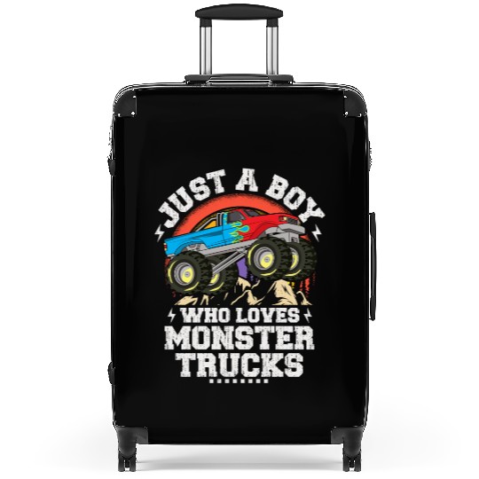 Just A Boy Who Loves Monster Trucks Toddler Kids Suitcases