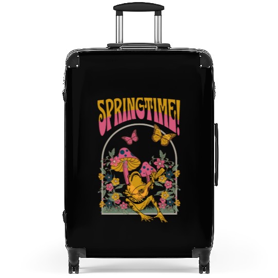 It s spring time again,coloful nature illustration Suitcases