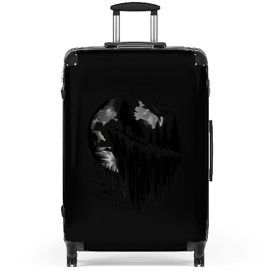 Howling wolf silhouette Suitcases