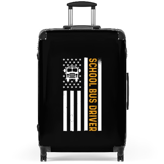 School Bus Driver American Flag School Bus Driver Suitcases