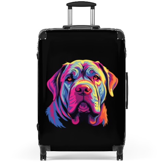Watercolor Colorful Neapolitan Mastiff Suitcases