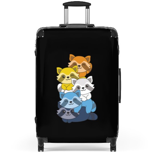 Aroace Flag Pride Lgbtq Cute Raccoon Stack Suitcases