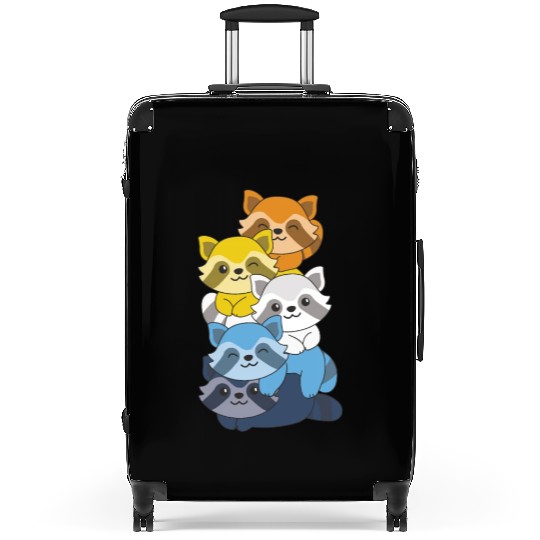 Aroace Flag Pride Lgbtq Cute Raccoon Stack Suitcases