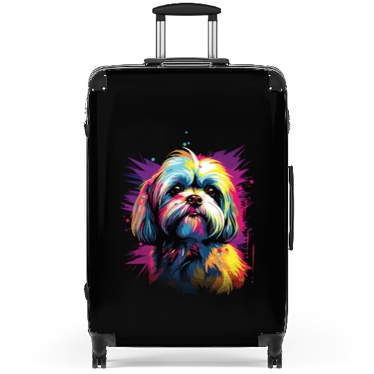 Watercolor Colorful Shih Tzu Suitcases