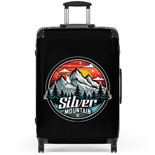 Retro Silver Mountain Ski Suitcases