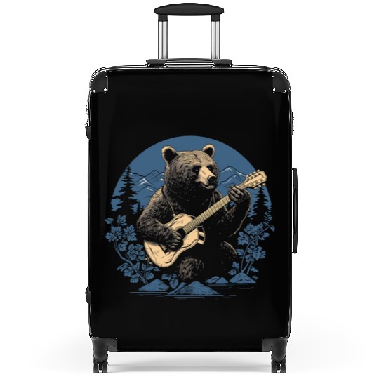 Grizzly Bear Playing Guitar Suitcases