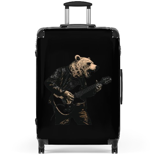 Grizzly Bear Playing Guitar Suitcases