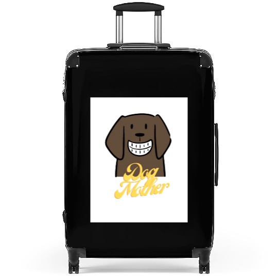 Brown Illustrated Dog Mother Wine Lover Suitcases