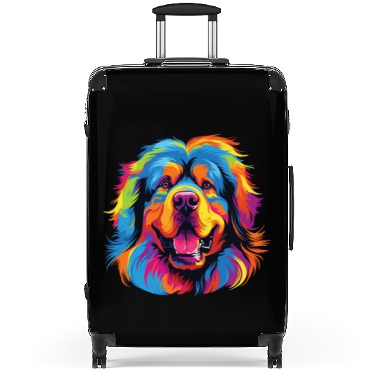 Watercolor Colorful Tibetan Mastiff Suitcases