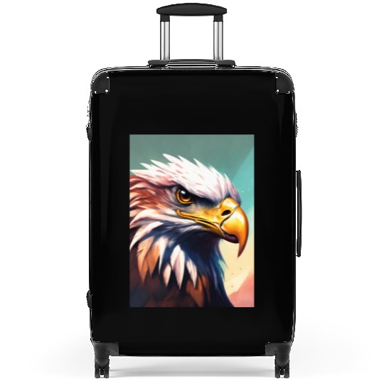 image of an angry eagle in a contemporary medieval Suitcases