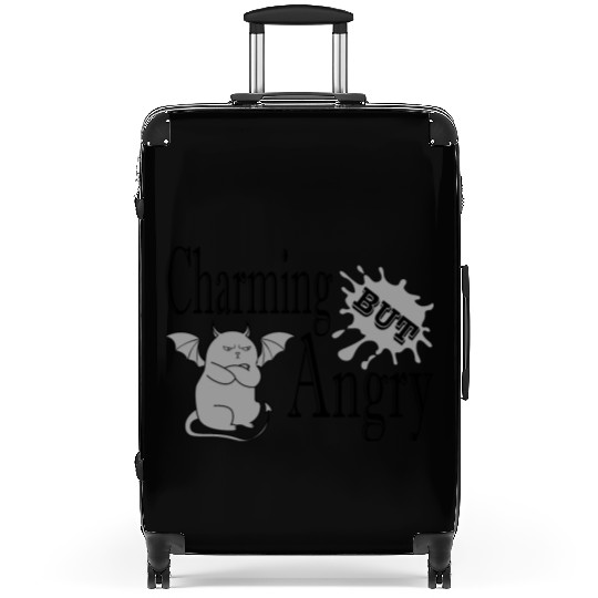 Charming but angry little devil cat funny quote Suitcases