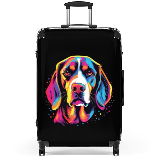 Watercolor Colorful Beagle Harrier Suitcases