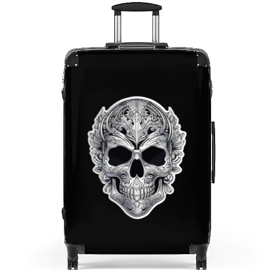 Mexican tribal silver metallic skull Suitcases