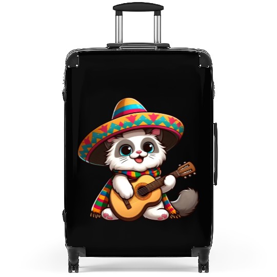 Fiesta Cat Guitarist Cinco de Mayo Suitcases