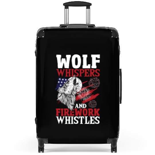 Howling Wolf White Stars Red Stripes American Suitcases