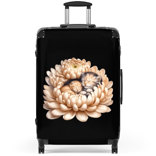 Kittens Sleeping In Flower Suitcases