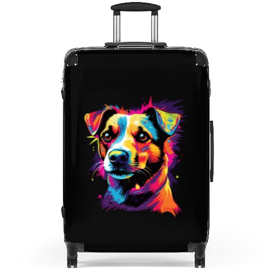 Watercolor Colorful Jack Russell Terrier Suitcases