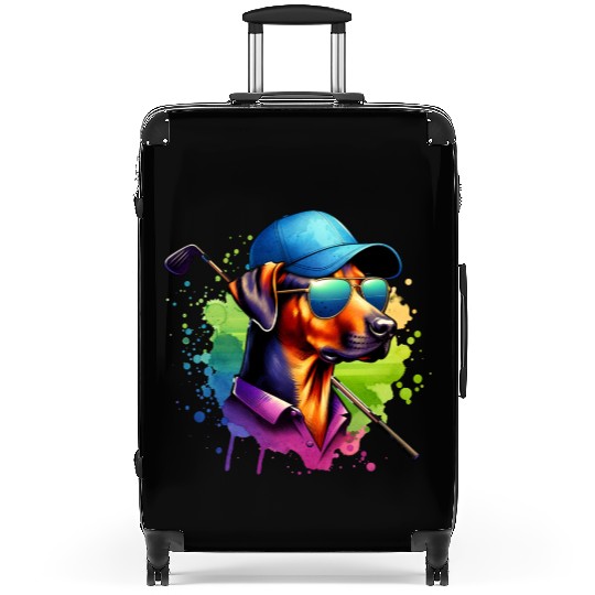 Rhodesian Ridgeback Golfer Golf Course Dogs Suitcases