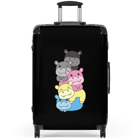 Polygender Flag Pride Lgbtq Cute Hippo Suitcases