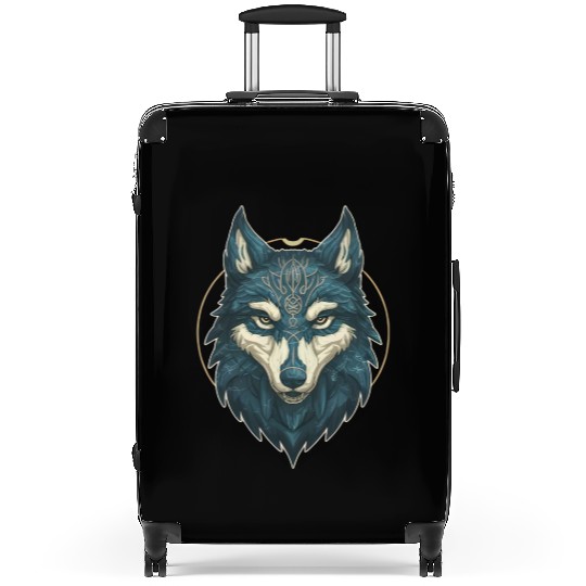 Fenrir Wolf head elven style Suitcases