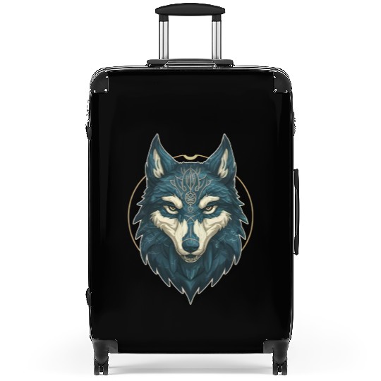 Fenrir Wolf head elven style Suitcases