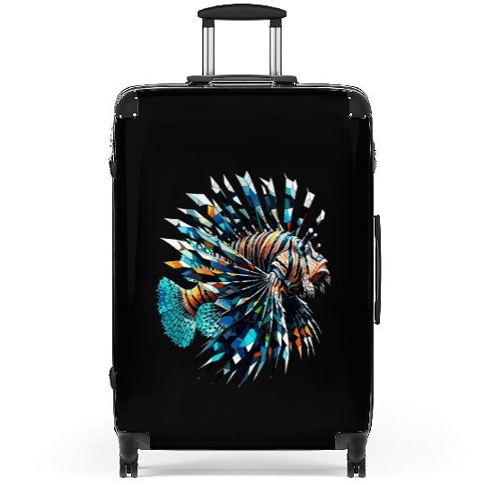 Polygon Art Red Lionfish Lion Fish Butterfly Cod Suitcases