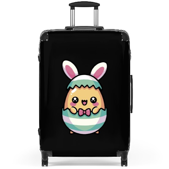 Cute Chibi Easter Bunny in a Egg Suitcases