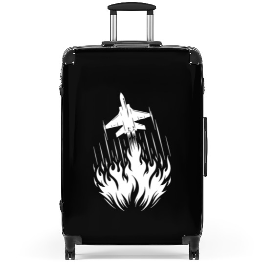 Fighter Jet Model Airplane Fire Flames Flight Suitcases