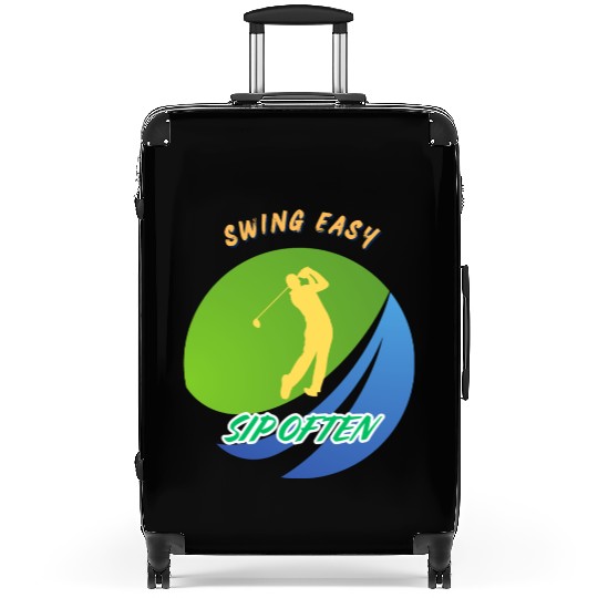 Swing Easy, Sip Often. Funny golf beer Suitcases