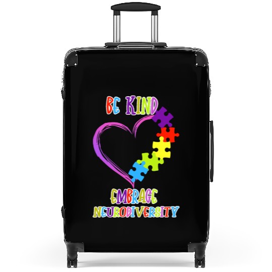 Be Kind Embrace Neurodiversity Heart ADHD Autism Suitcases