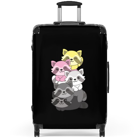 Queerplatonic Flag Pride Lgbtq Cute Raccoon Suitcases