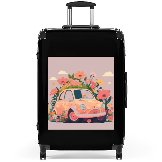 Spring Flower and Old Car Suitcases