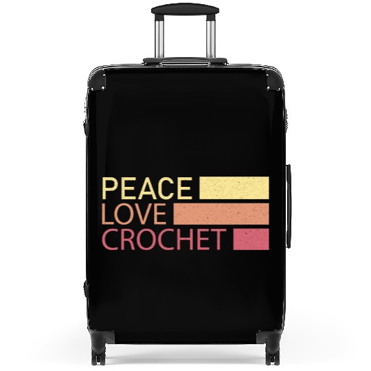 Peace Love Crochet Crocheting Gift for Crocheter Suitcases