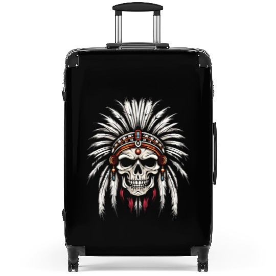 Indigenous Native American Skull Skull Head Suitcases