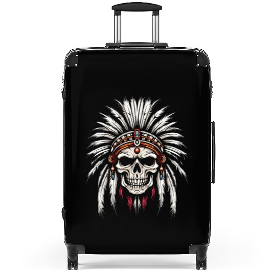 Indigenous Native American Skull Skull Head Suitcases