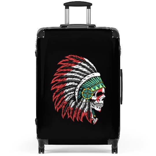Indigenous Native American Skull Skull Head Suitcases
