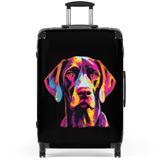 Watercolor Colorful German Shorthair Suitcases