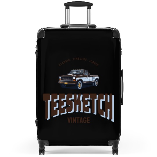 retro car with teesketch logo | old school Suitcases