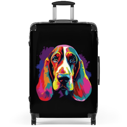 Watercolor Colorful Basset Hound Suitcases