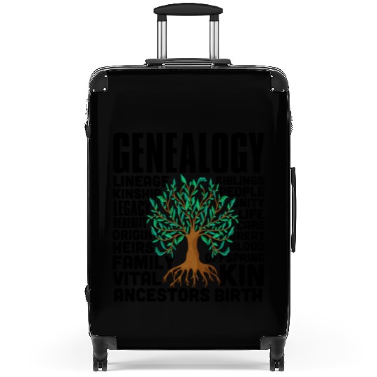 Genealogy Word Cloud Family Ancestry Genealogist Suitcases