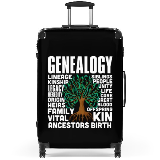 Genealogy Word Cloud Family Ancestry Genealogist Suitcases