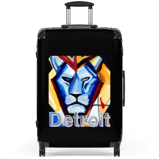 Pride of Motor City: Abstract Lion Design Suitcases