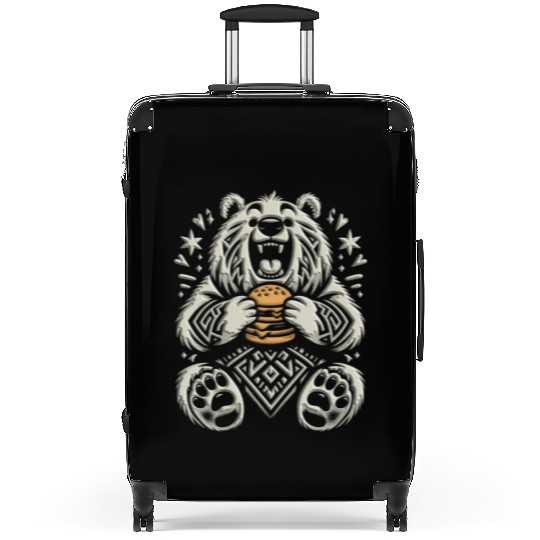 Cute Grizzly with Hamburger, Dark Color better Suitcases