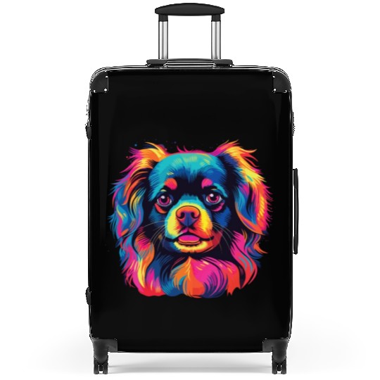 Watercolor Colorful Tibetan Spaniel Suitcases