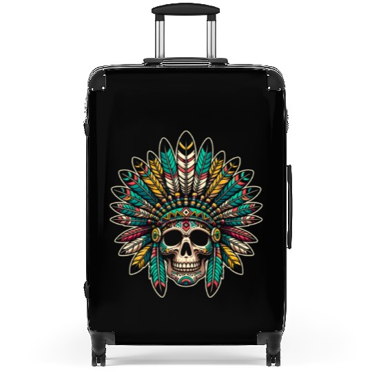 Indigenous Native American Skull Head Suitcases
